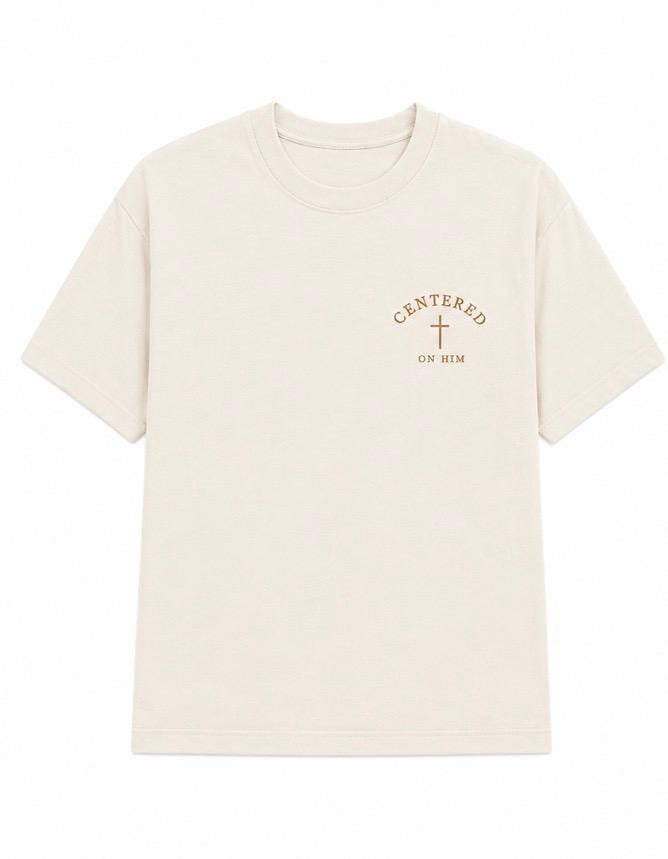 God Is At The Center Adults Tee Beige